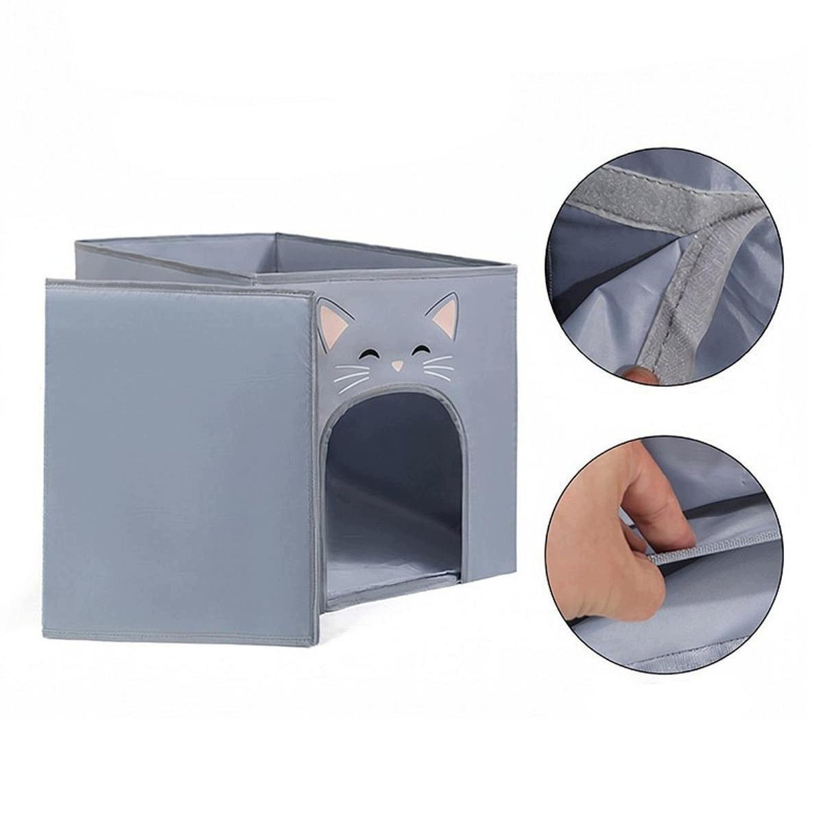 Cat Litter Box Gray Furniture Easy Clean Semi Enclosed Anti Leakage Packaging status original