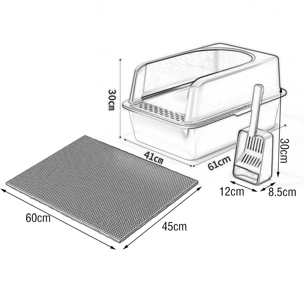 Cat Litter Box Kitten Litter Pan Large Cat Sand Box Semi light gray Packaging status original