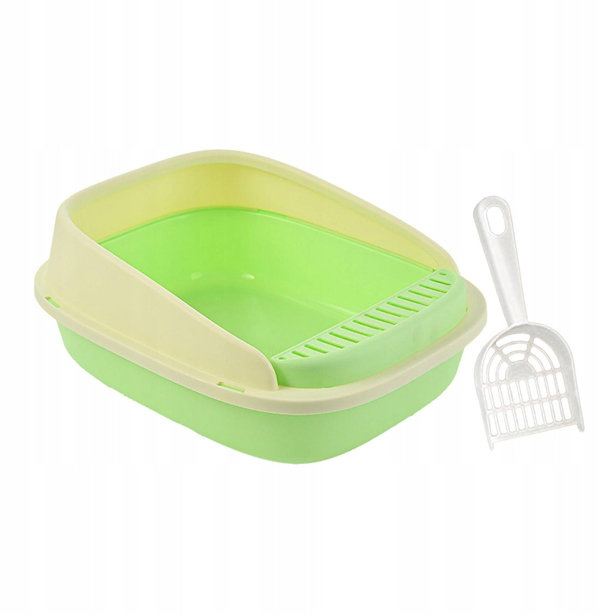 Cat Litter Box Kitty Litter Pan with Frame with Scooper Green 50x40x20cm