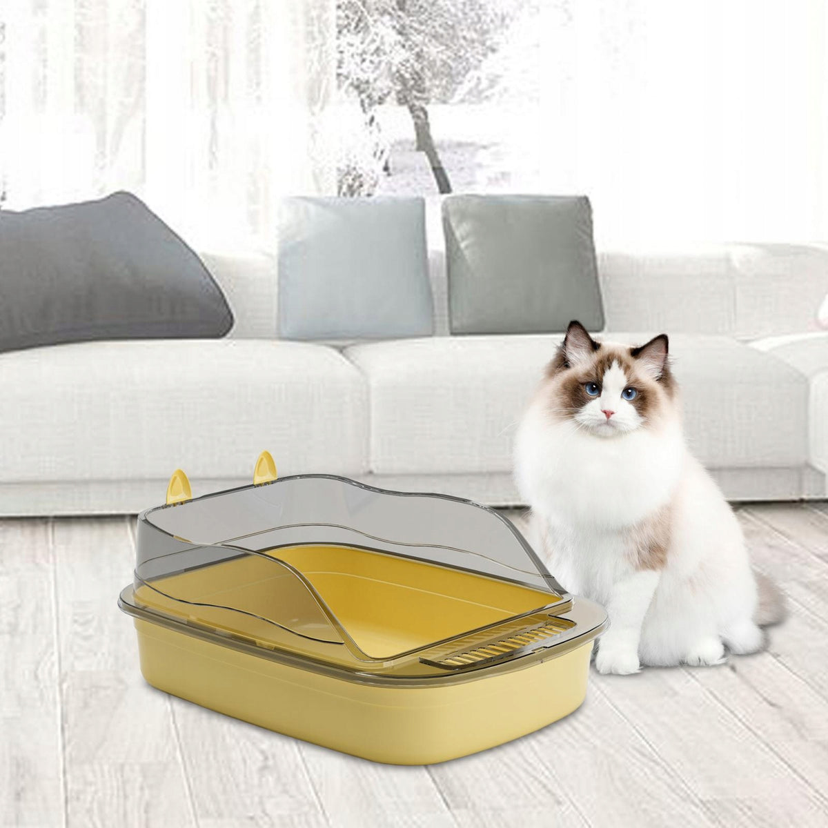 Cat Litter Box Large Bedpan Cat Litter Container Cat Sandbox Cat yellow Packaging status original