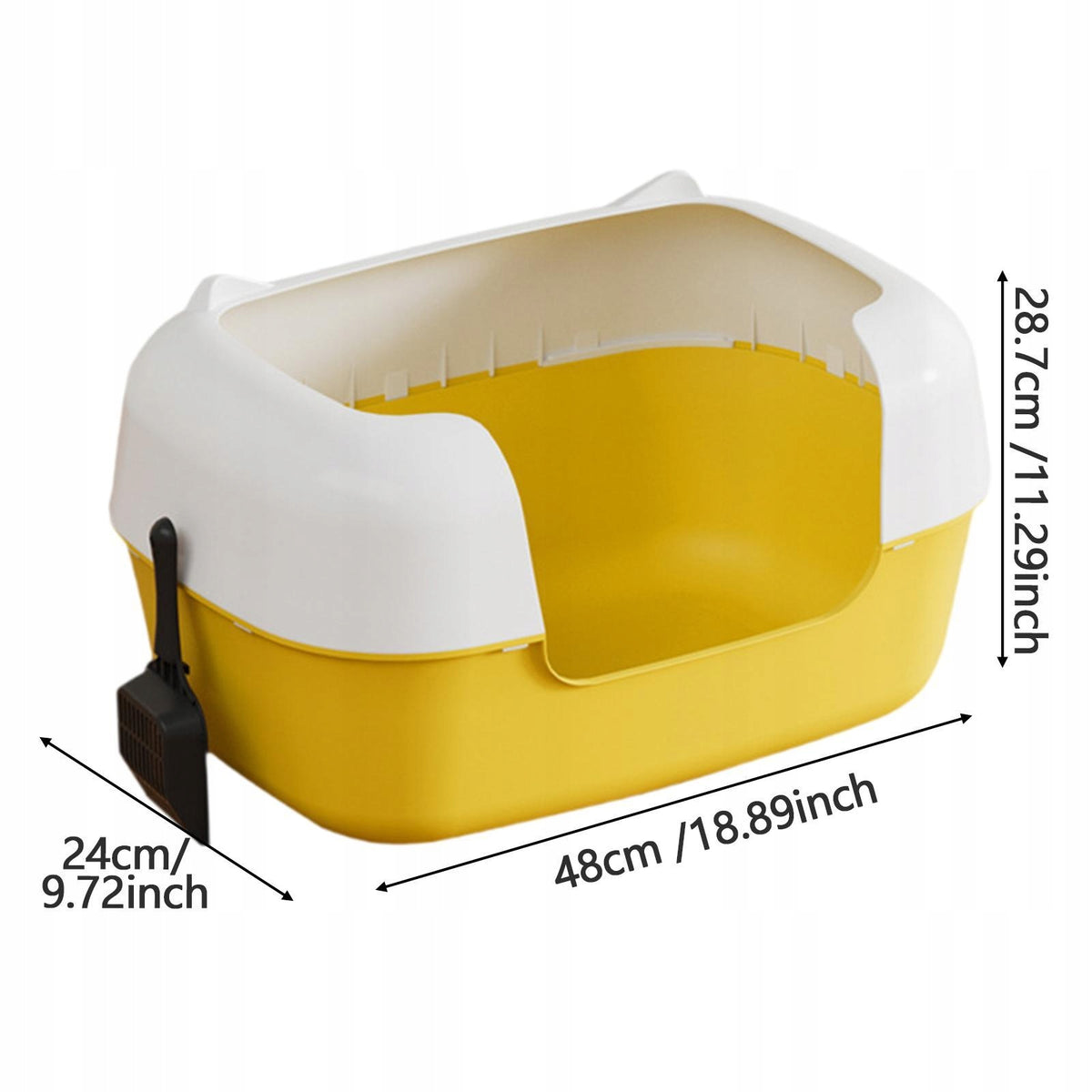 Cat Litter Box, Large Cat Bowl And Toilet Tray As A Litter Container yellow Packaging status original