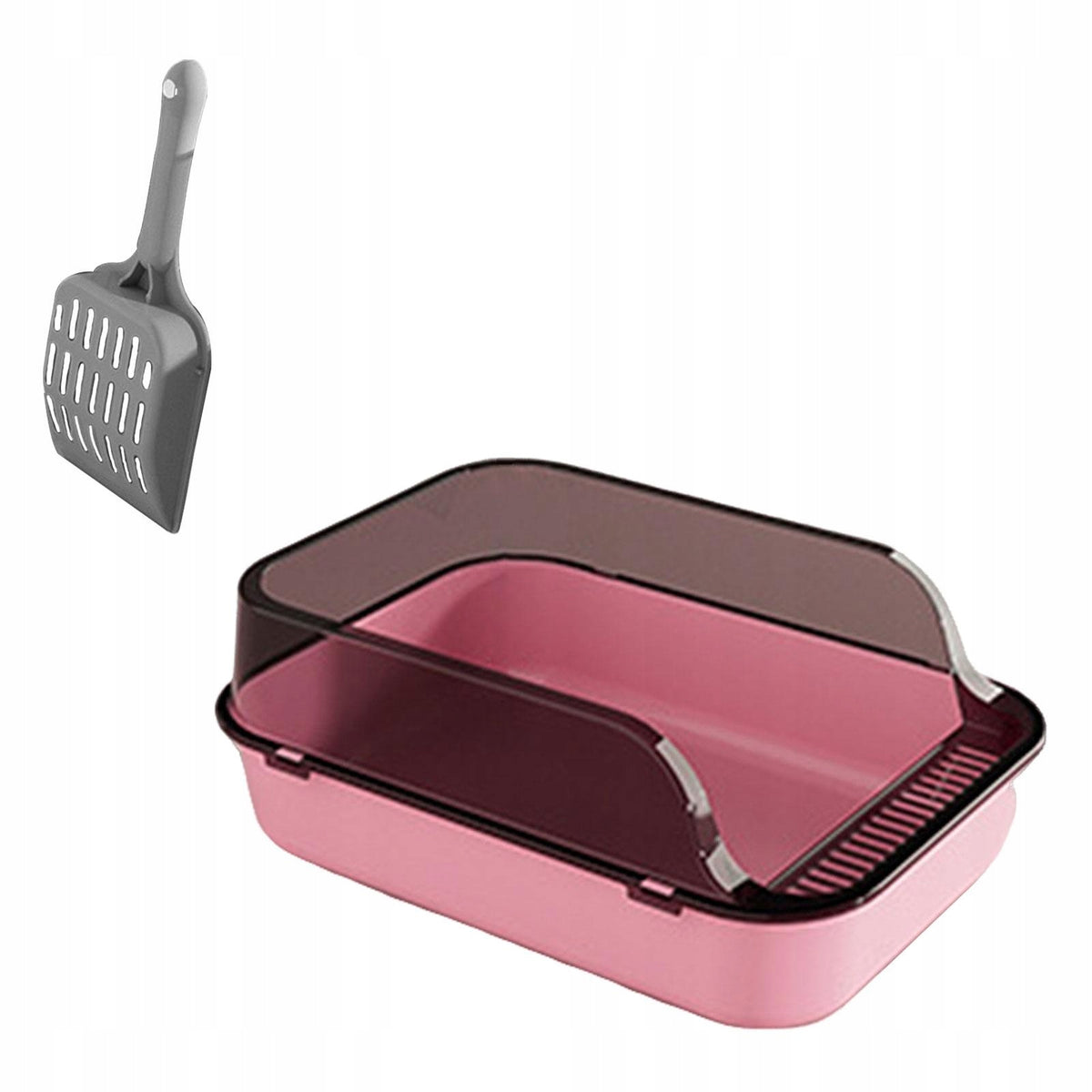 Cat Litter Box Open Top Pet Litter Tray for Small Medium Cats Rabbit Pink