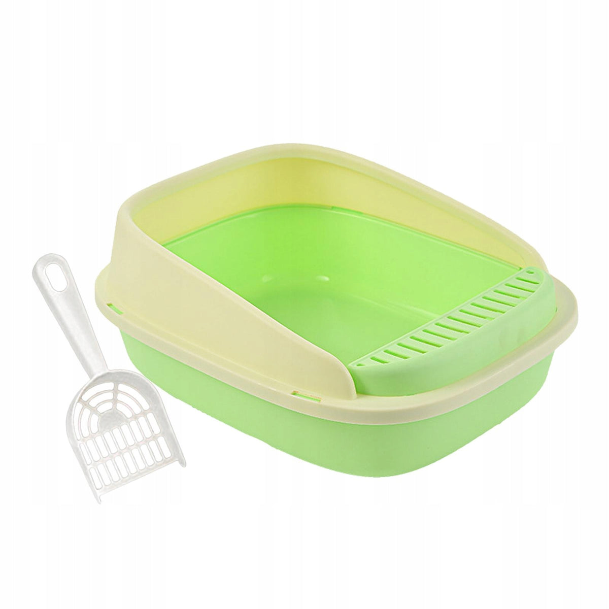 Cat Litter Box Open Top with with Spray and Scatter Green 40x33x16cm