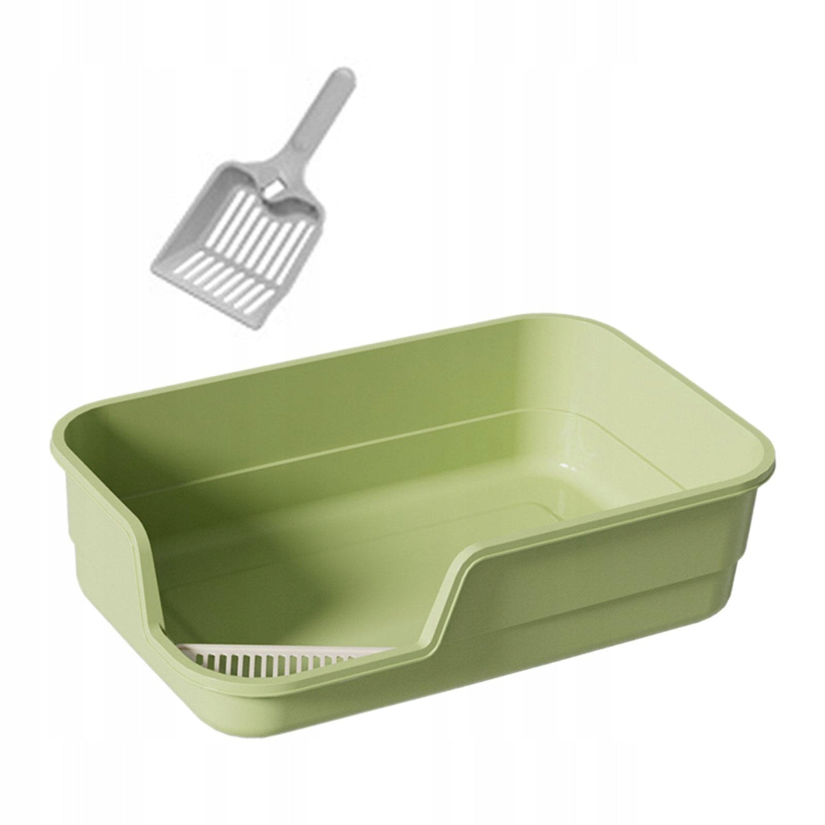 Cat Litter Box Pet Cat Toilet Sand Box Large Space Easy Carry Semi green Manufacturer code 00464076244