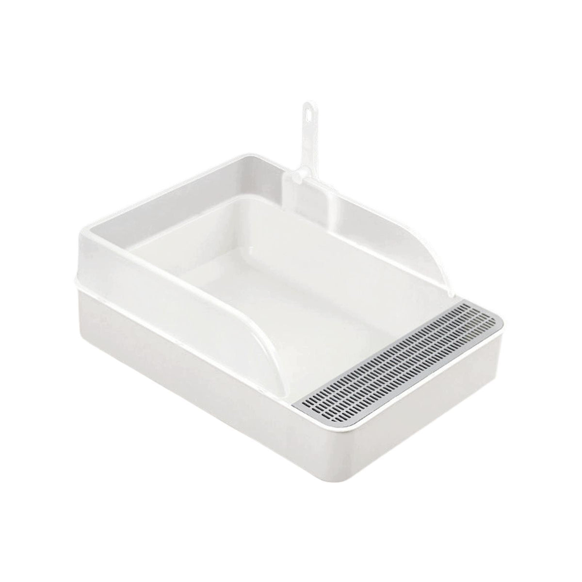 Cat Litter Box Pet Potty Toilet Large Space Bedpan Durable White S