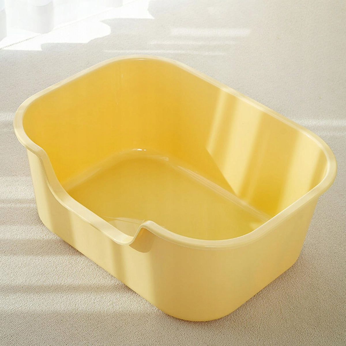Cat Litter Box Portable Anti Splashing Cat Sand Box Open Top Pet Yellow Packaging status original