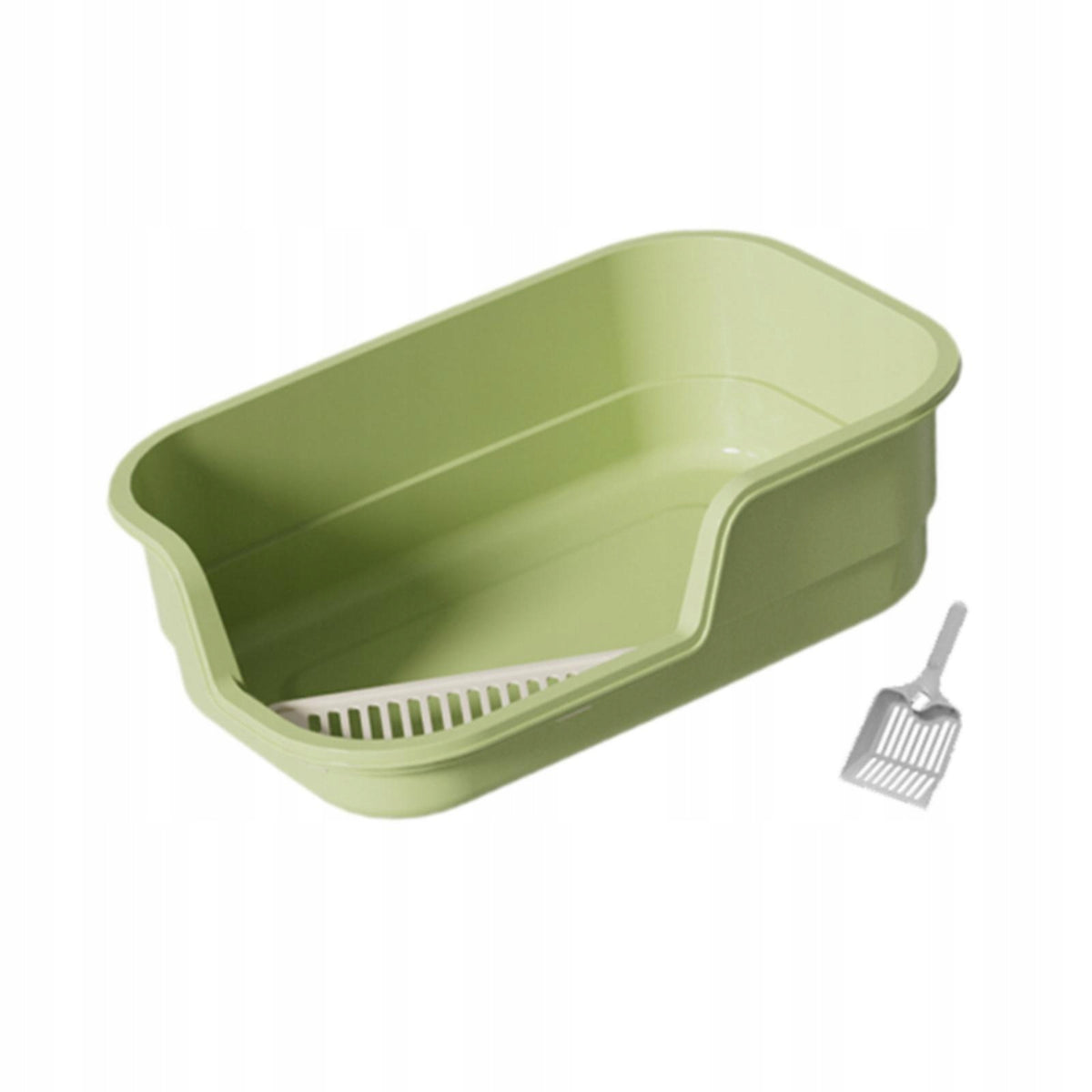 Cat Litter Box Portable Sides Anti Splash Easy Carry Anti Splashing green