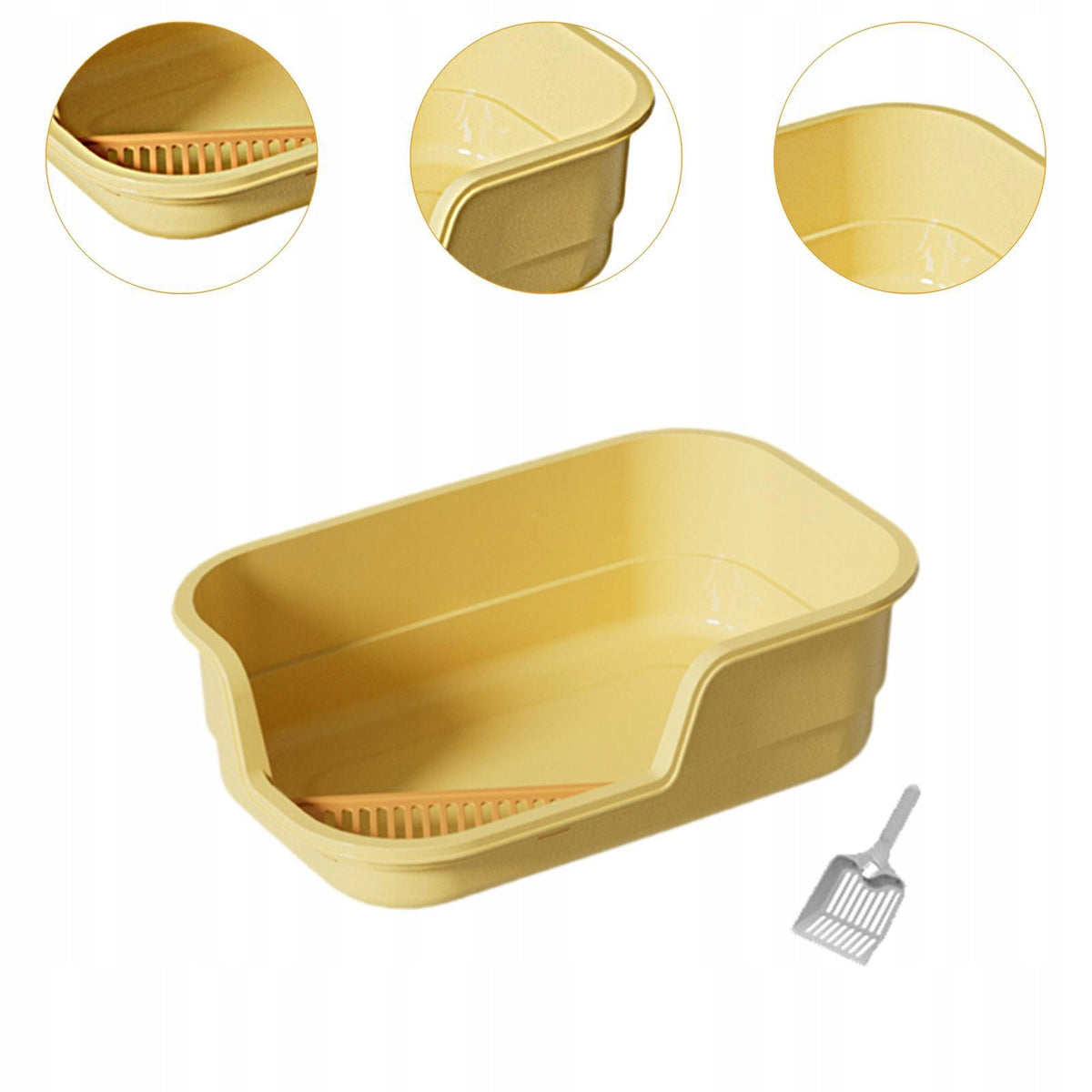 Cat Litter Box Portable Sides Anti Splash Easy Carry Anti Splashing yellow Packaging status original