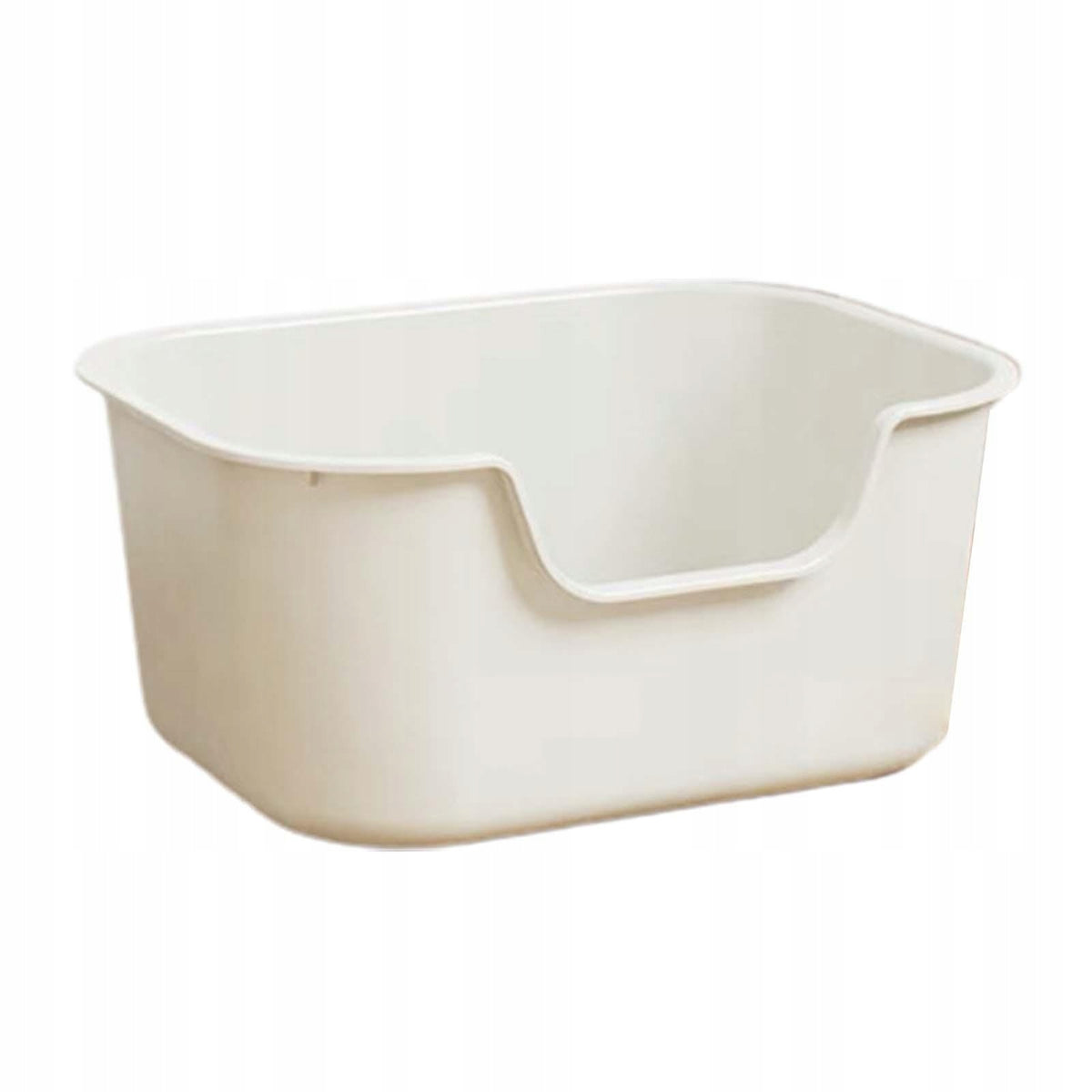 Cat Litter Box Sand Box Container High Sided Durable Kitten Potty Beige