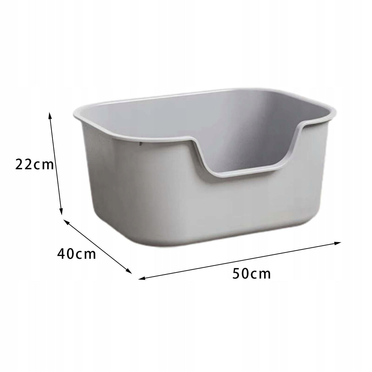 Cat Litter Box Sand Box Container High Sided Durable Kitten Potty Gray Packaging status original