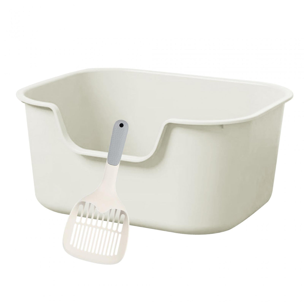 Cat Litter Box Sand Box Container Kitten Toilet Splashproof Open Top White Brand no brand