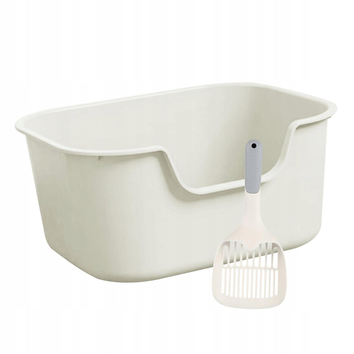 Cat Litter Box Sand Box Container Kitten Toilet Splashproof Open Top White Manufacturer code 08764058692