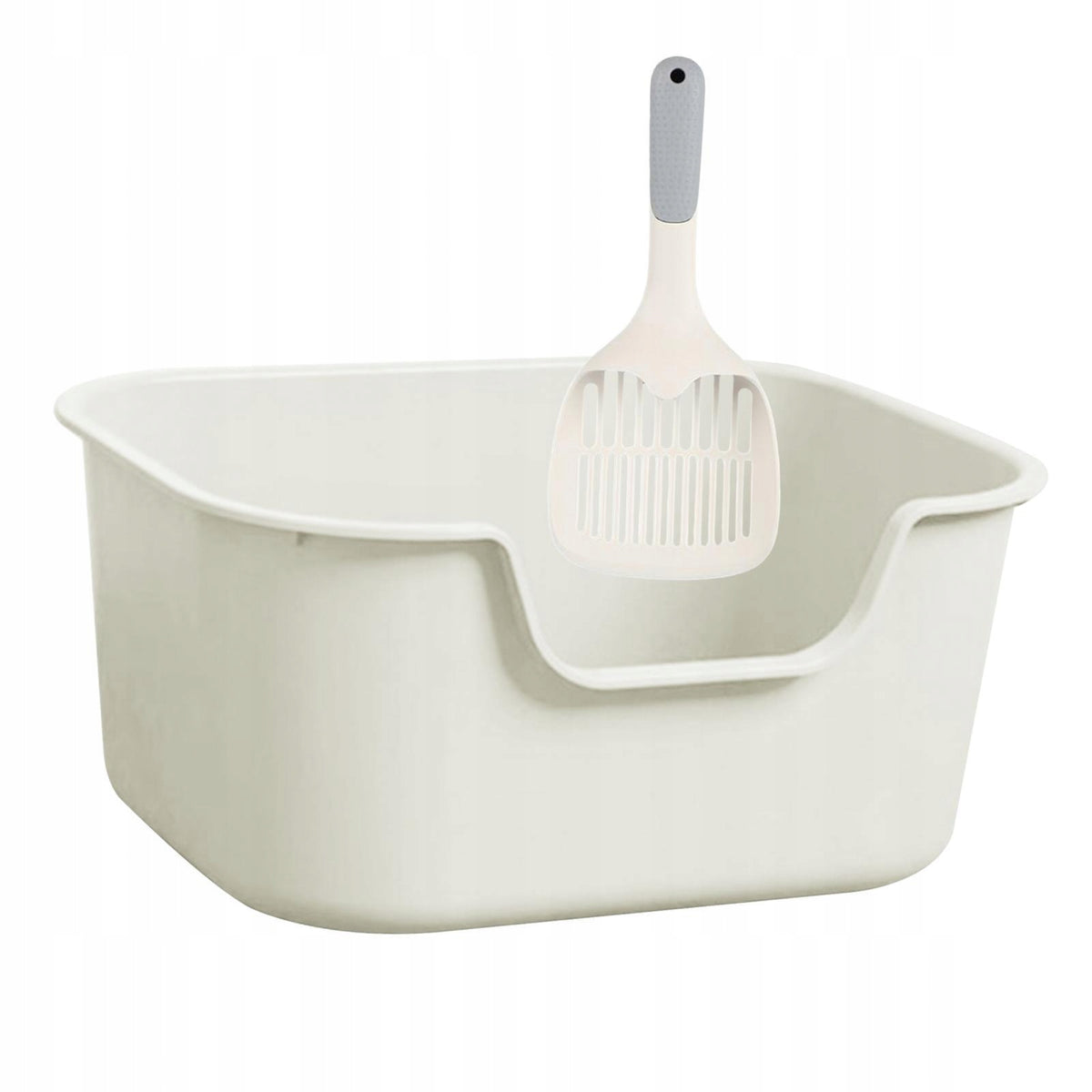 Cat Litter Box Sand Box Container Kitten Toilet Splashproof Open Top White