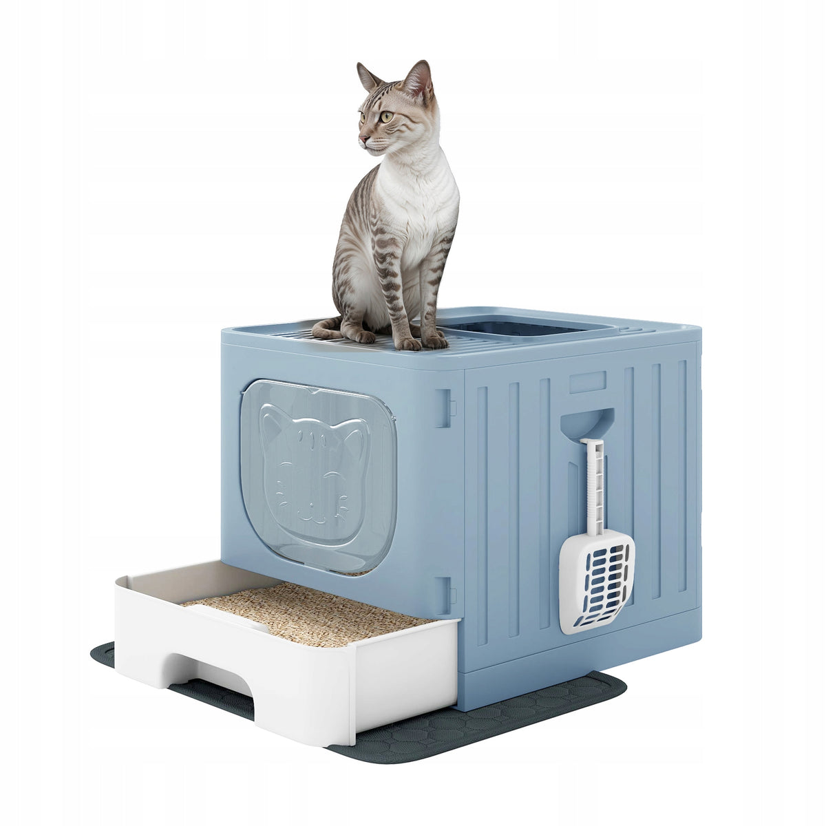 Cat Litter Box Splash-Proof Removable Drawer Scoop Included Blue Manufacturer code 18579812377