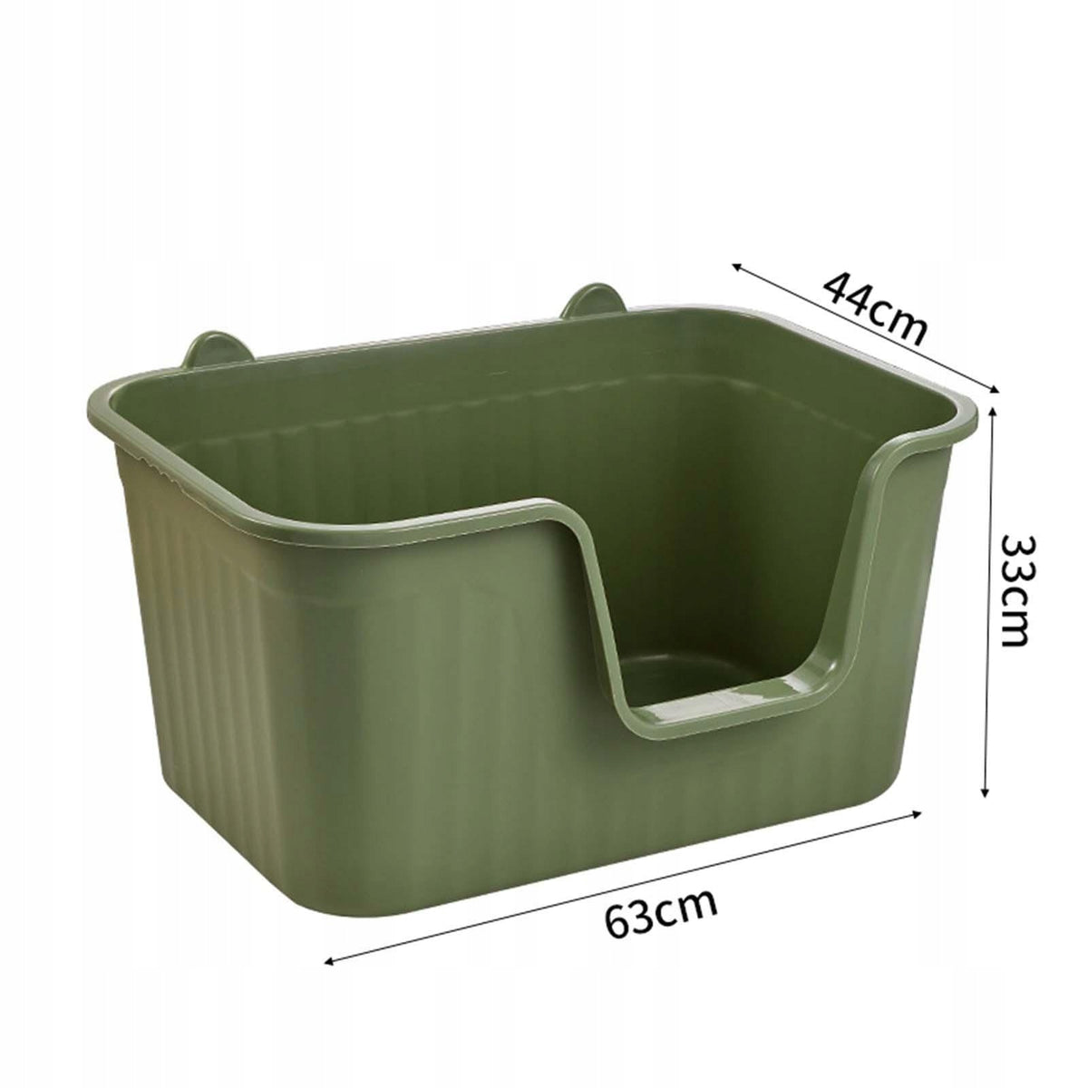Cat Litter Box Splashproof Easy Clean Sturdy for All Kinds of Cat Green XL Packaging status original
