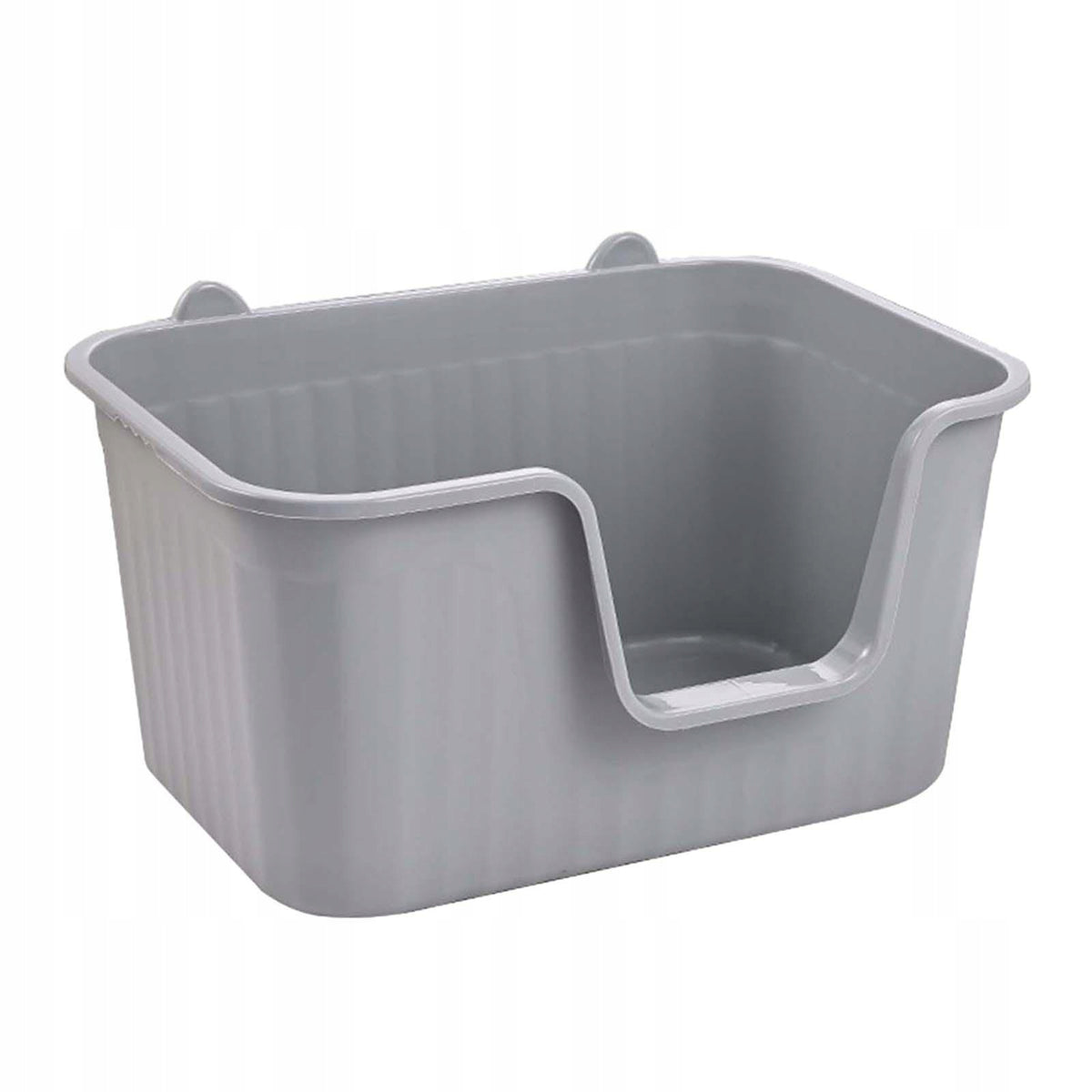 Cat Litter Box Splashproof Easy Clean Sturdy for All Kinds of Cat Grey L