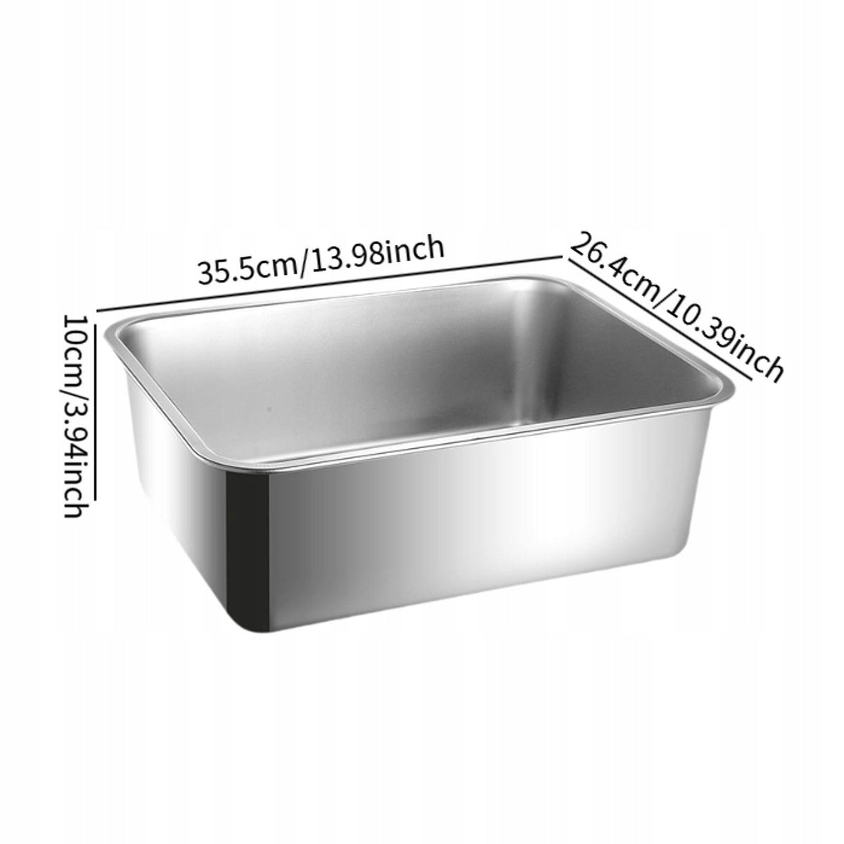 Cat Litter Box Stainless Steel Large Capacity Anti Splashing Height 10cm Packaging status original