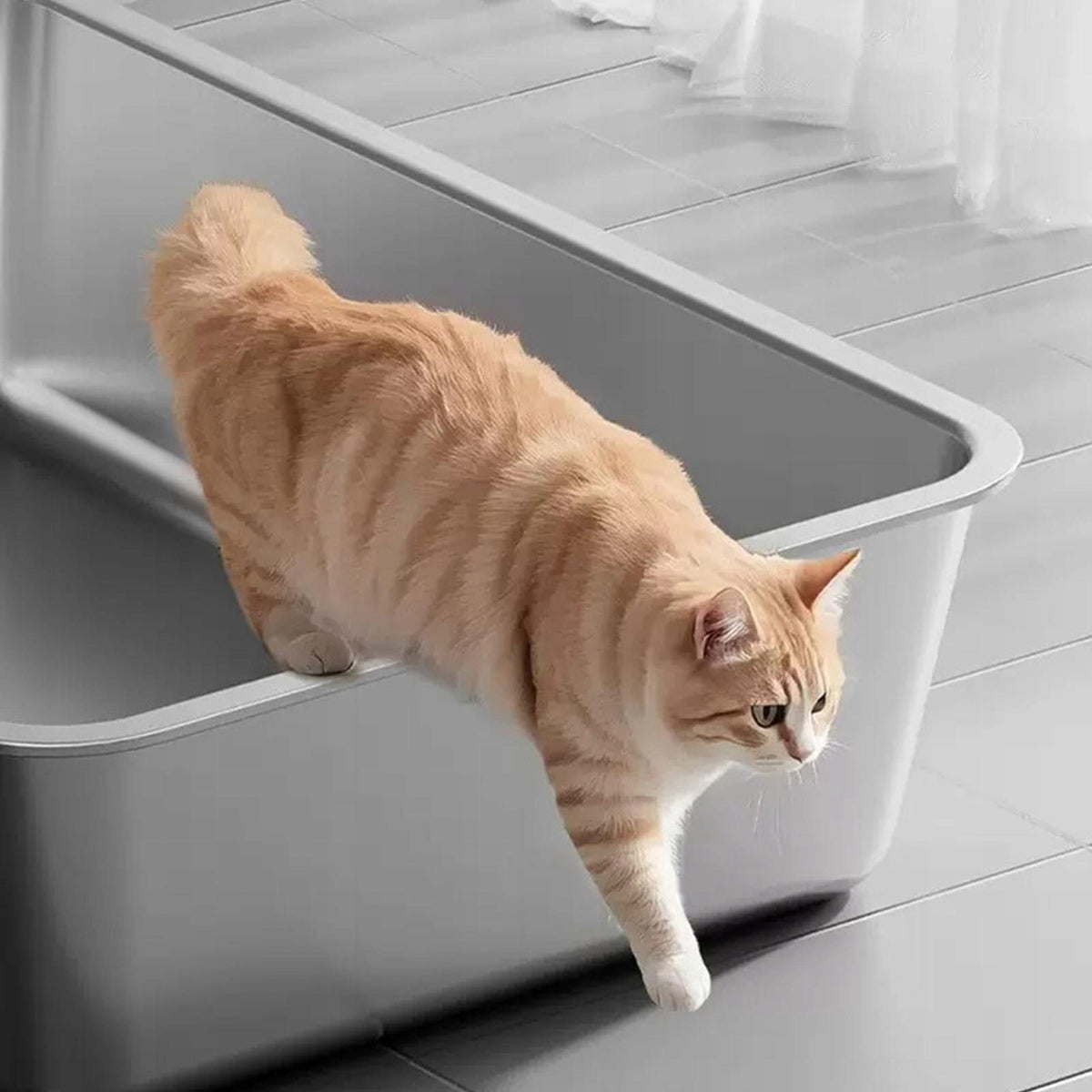 Cat Litter Box Stainless Steel Professional High Sided Bedpan Tray S Packaging status original