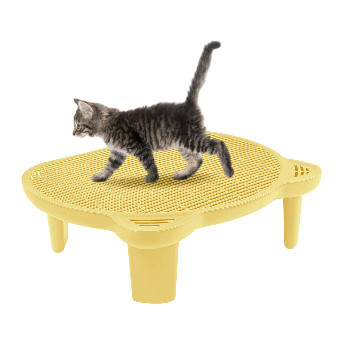 Cat Litter Box Step, Litter Box Cat Ramp with Filter Function Yellow