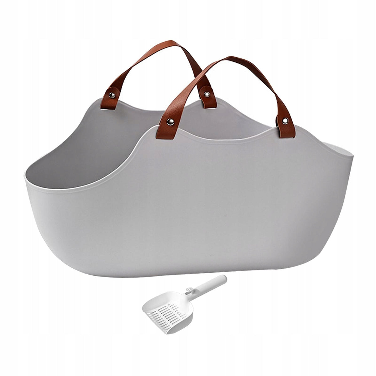 Cat Litter Box Toilet Cat Litter Tray Splashproof Bedpan Open Top Pet gray