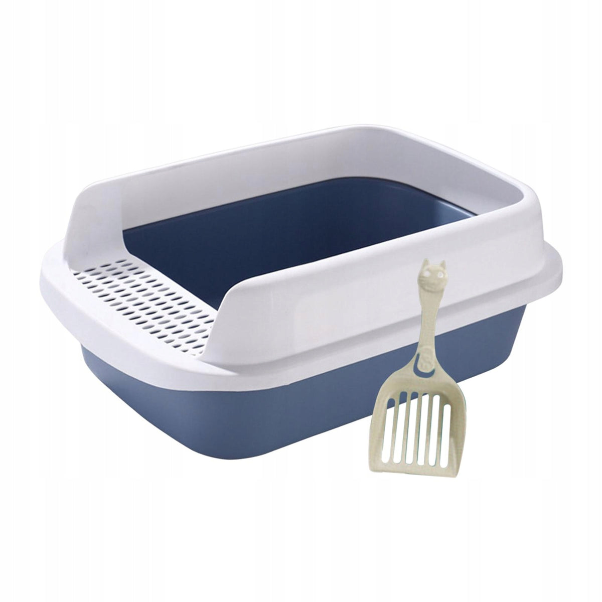 Cat Litter Box, Toilet Potty, Durable Raised Cat Litter Box, Large Blue