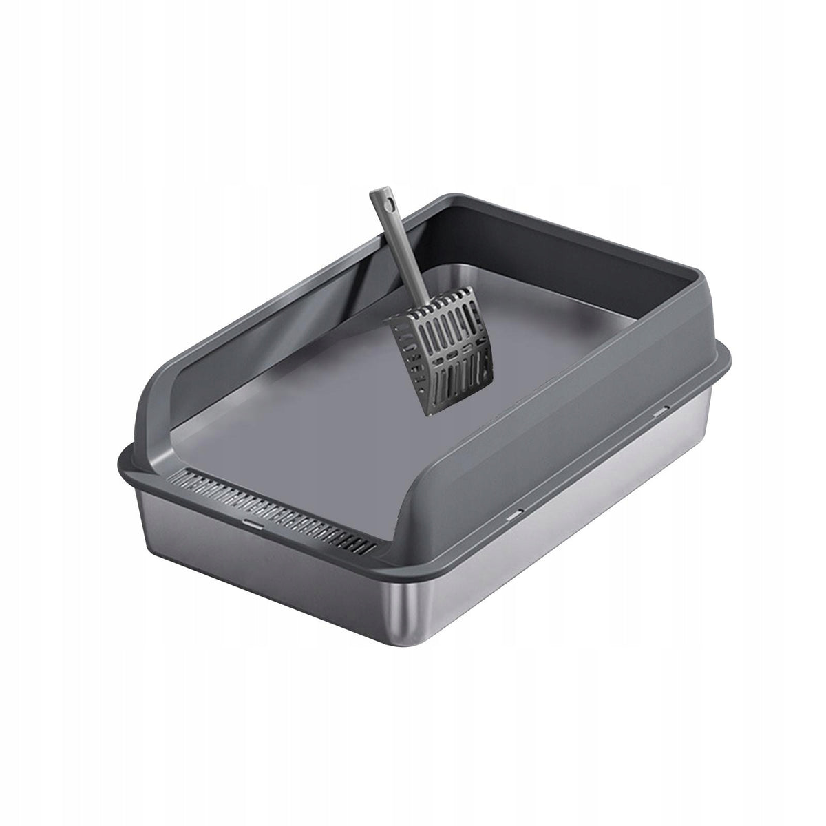 Cat Litter Box Top Entry Large Capacity Cat Sand Basin for Dark Grey and M Packaging status original