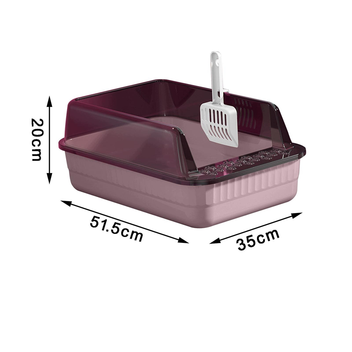 Cat Litter Box Tray Toilet Set with Scoop High Sides Semi Enclosed Pink Packaging status original