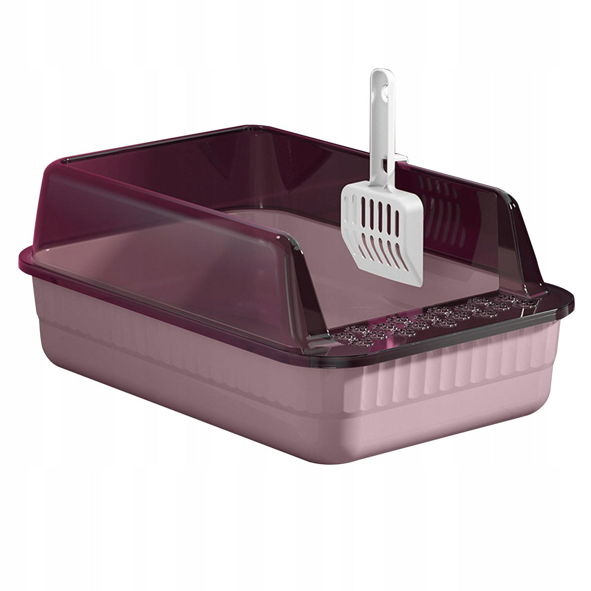 Cat Litter Box Tray Toilet Set with Shovel Pink