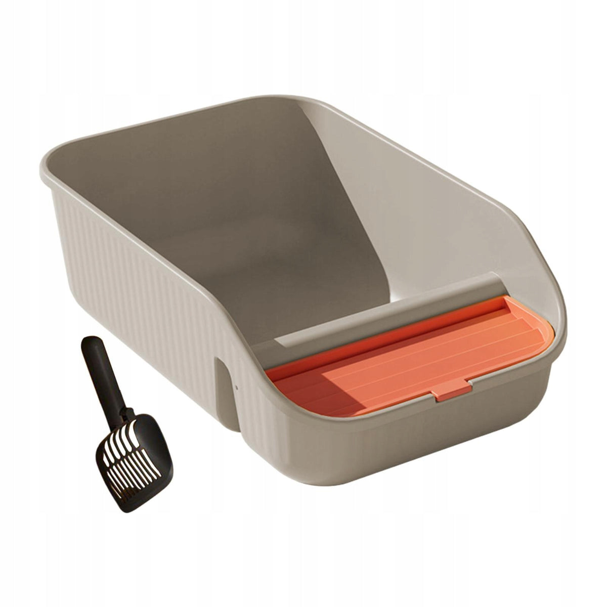 Cat Litter Box for Indoor Cats with Spray and Scatter Shield Large Gray