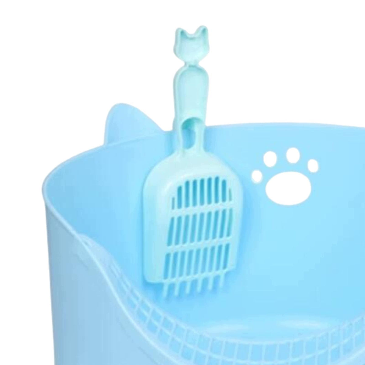 Cat Litter Box with Scooper for Rabbit Indoor Cats Small and Medium Blue Packaging status original