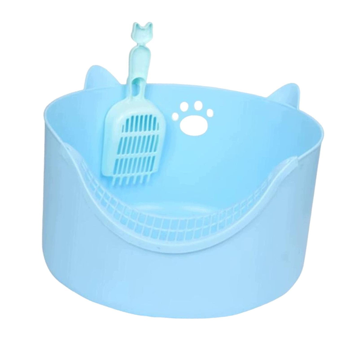 Cat Litter Box with Scooper for Rabbit Indoor Cats Small and Medium Blue