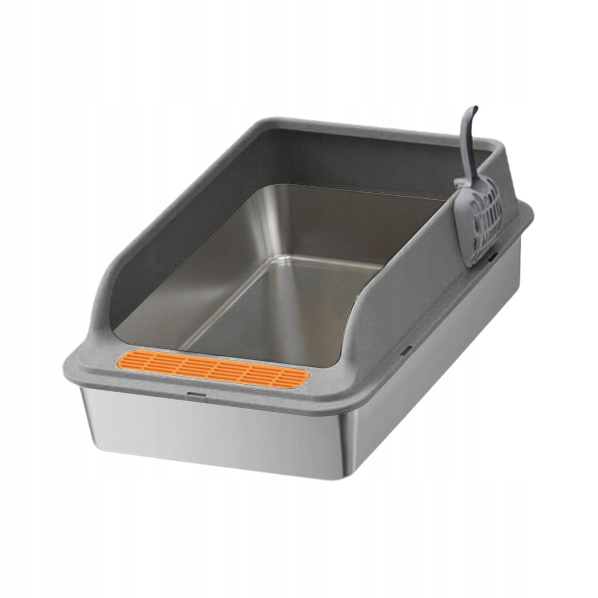 Cat Litter Box with Spade Open Top Easily to Clean with High Dark Gray