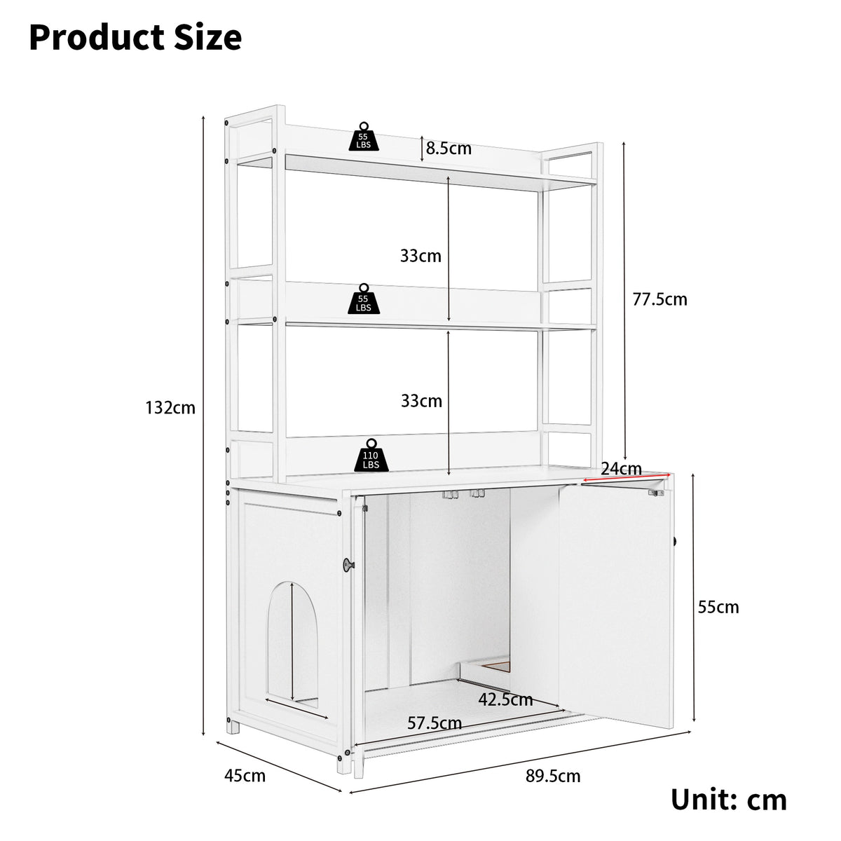 Cat Litter Box with Storage Compartment in Brown Metal and Wood Packaging status original