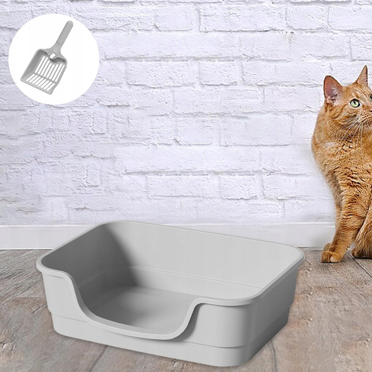 Cat Litter Boxes Portable Kitten Toilet for Small Large Cats All Kinds grey