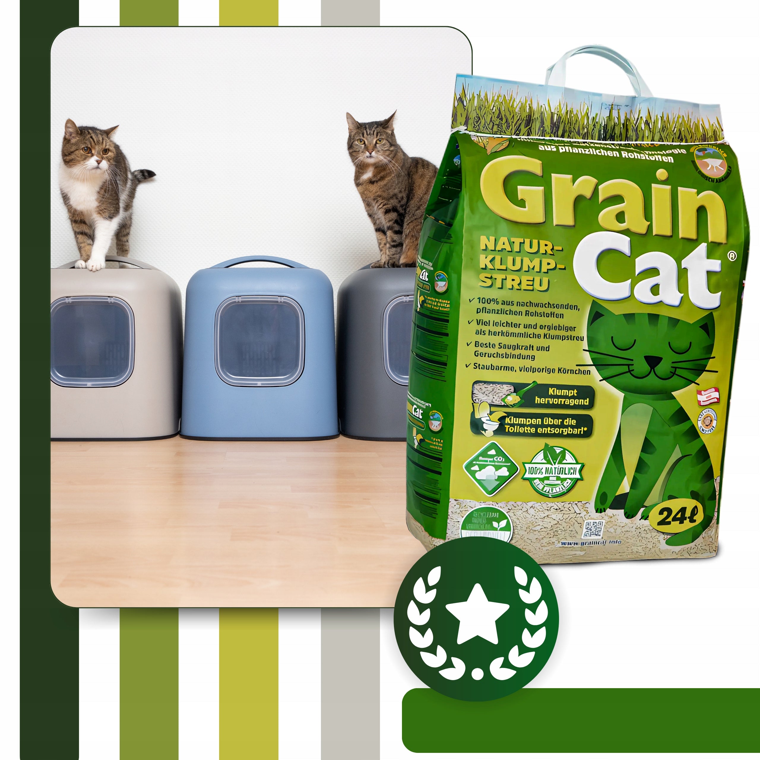 Cat Litter CLUMPING ECOLOGICAL 24l Cereal BIODEGRADABLE for WC Manufacturer code 9120004635990