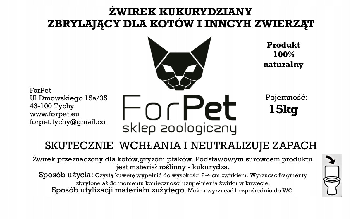 Cat Litter ForPet Corn 15kg Manufacturer code brak001