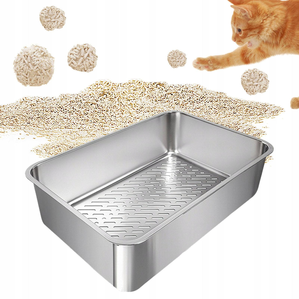 Cat Litter Pan Sandbox Container Bedpan Large Detachable Splashproof C
