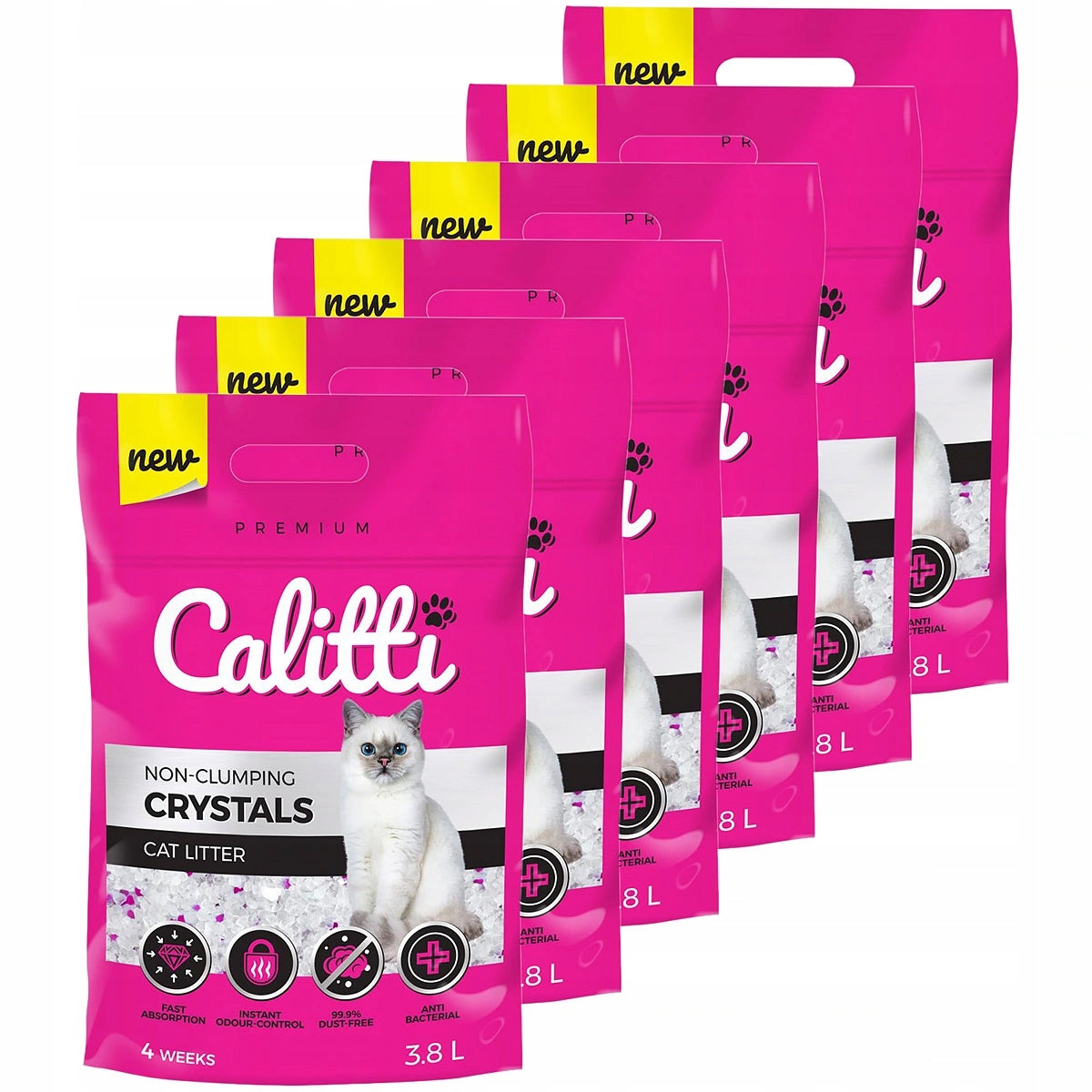 Cat Litter Silicone Antibacterial CALITTI Crystals Dust-Free 6x3,8L