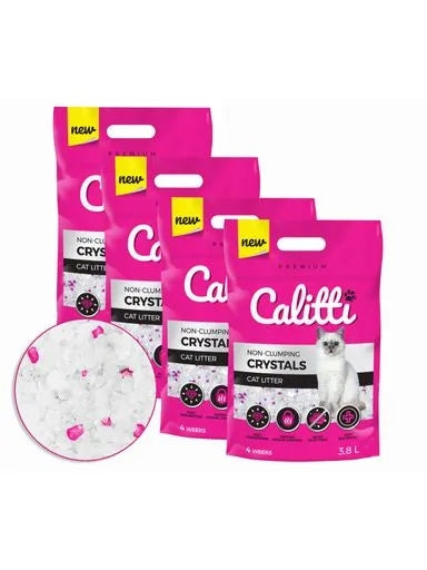Cat Litter Silicone Antibacterial Calitti Crystals Dust-Free 4x3.8L Packaging status original