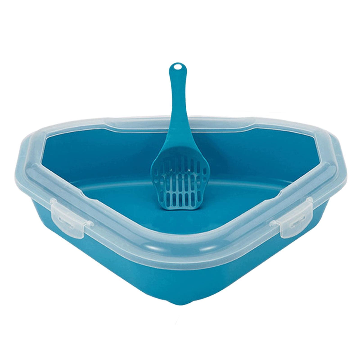 Cat Litter Tray, Cat Litter Box, Litter Training Tray for Corner Cats Blue