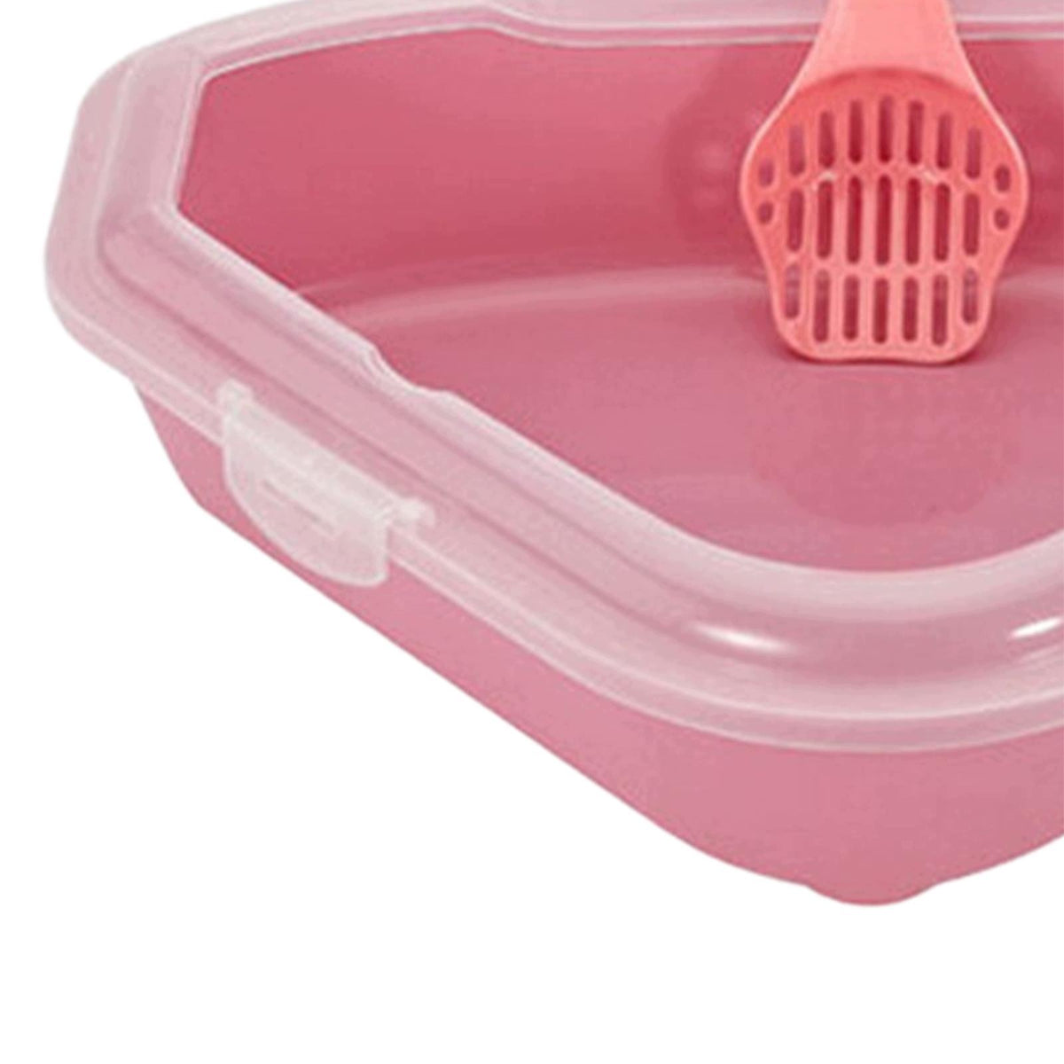 Cat Litter Tray, Cat Litter Box, Litter Training Tray for Corner Cats Pink Packaging status original