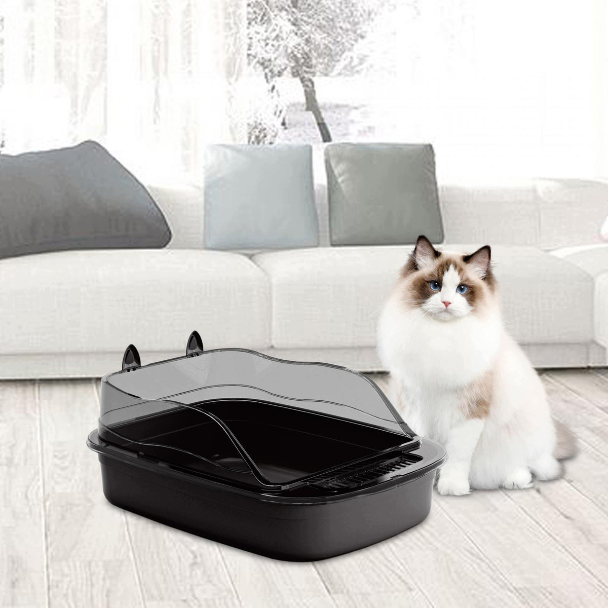 Cat Litter Tray, Cat Toilet Box, Pet Litter Pan, Kitten Sand black