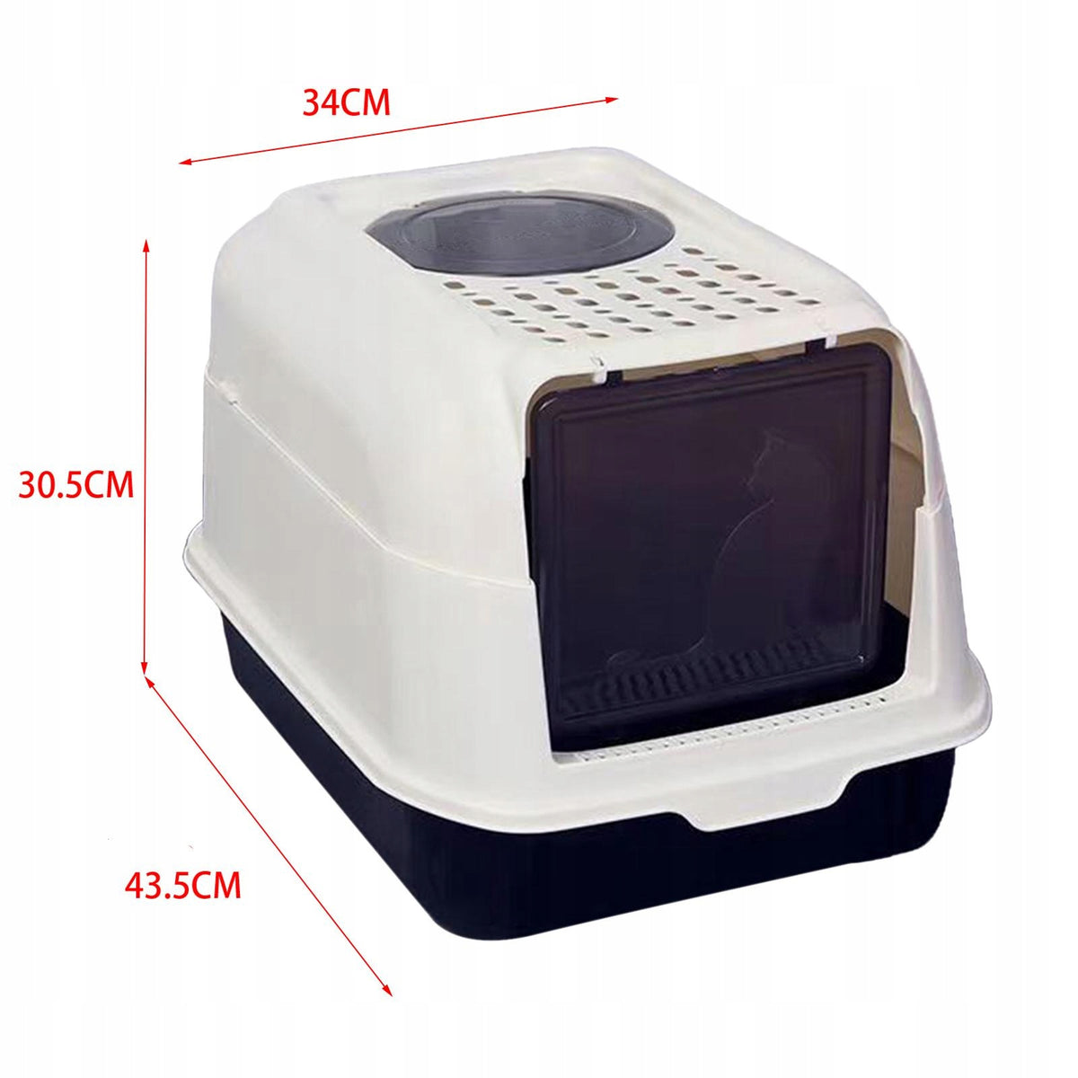 Cat Litter Tray Enclosed Cat Litter Box with Lid Large Top Entry Black Packaging status original