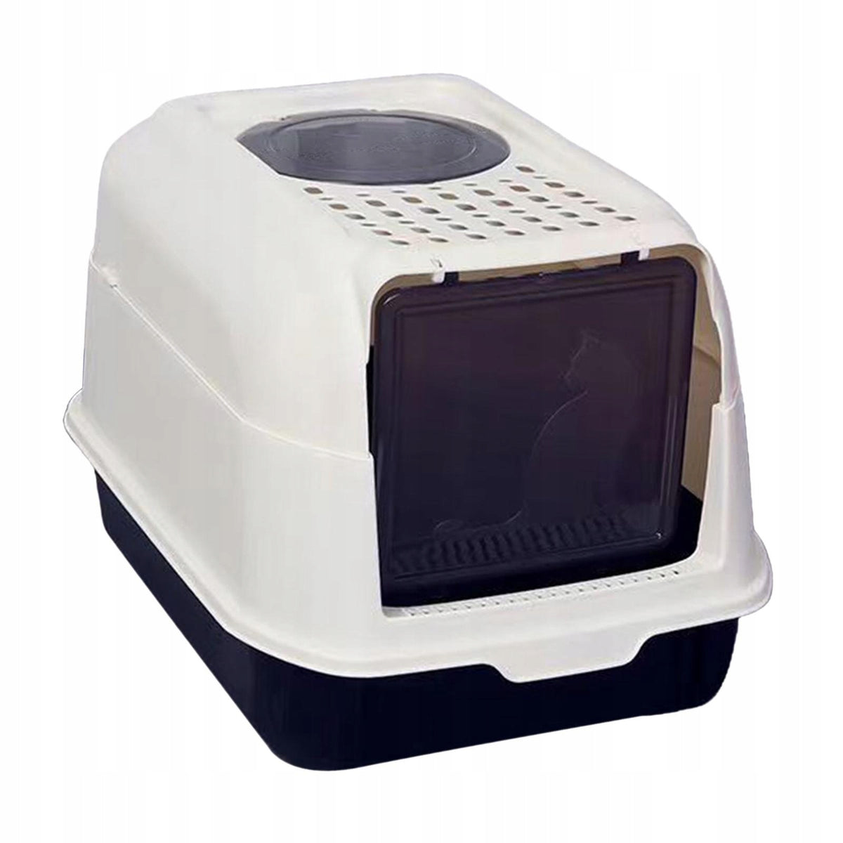 Cat Litter Tray Enclosed Cat Litter Box with Lid Large Top Entry Black