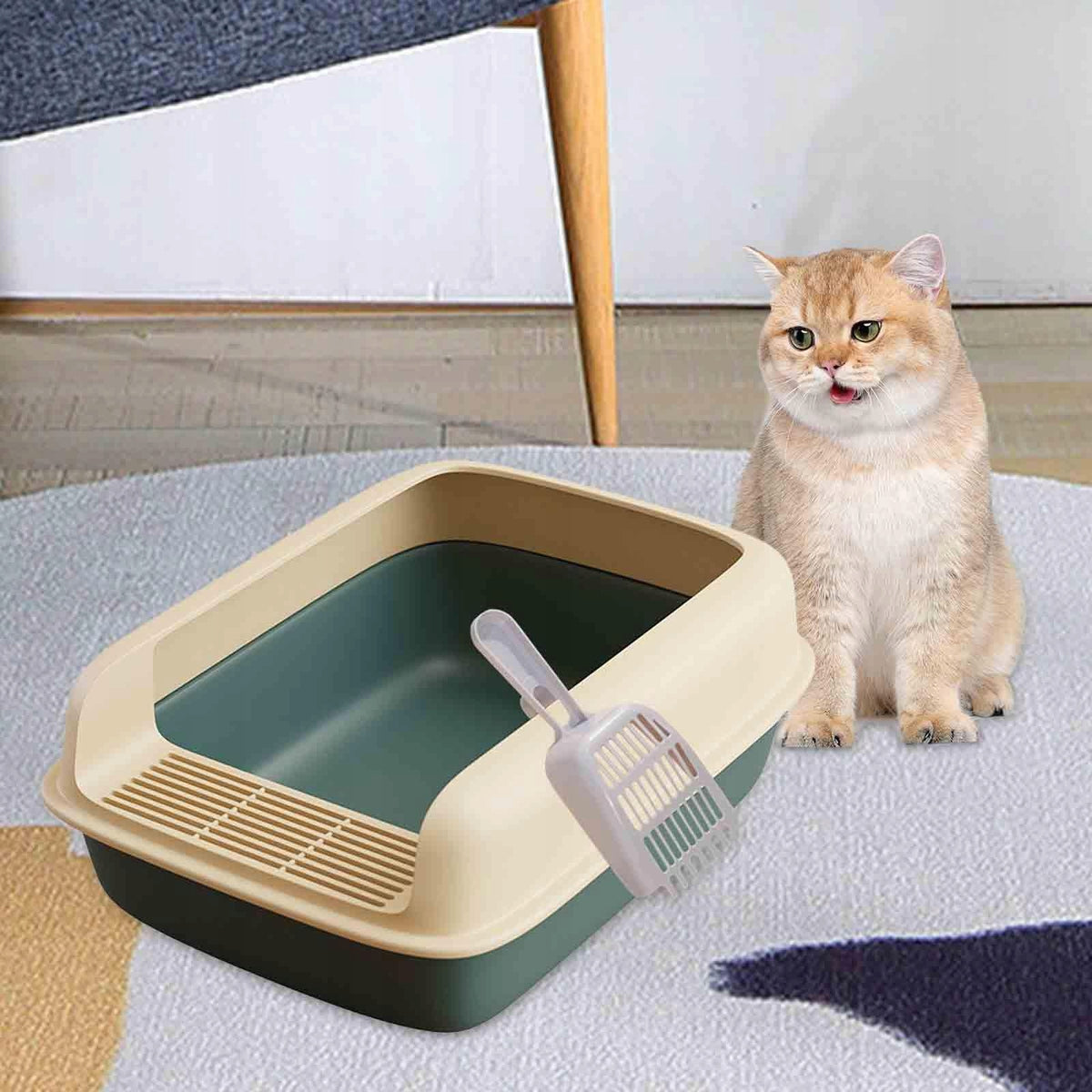 Cat Litter Tray High Sided Cat Litter Container Semi Closed Cat Large