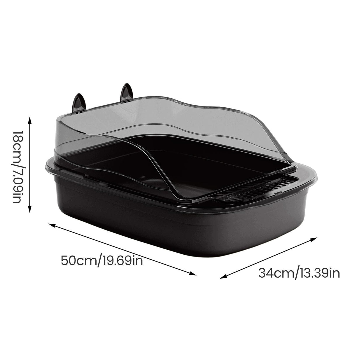 Cat Litter Tray, Litter Box, Pet Sandbox with Semi open Design And black Packaging status original