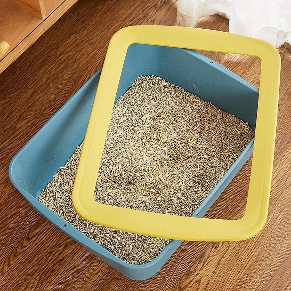 Cat Litter Tray Open Top Cat Toilet High Sided Box Sand Basin Blue Yellow