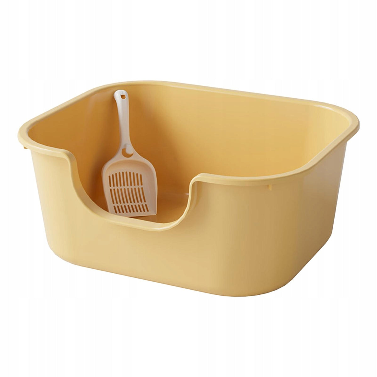 Cat Litter Tray Open Top Litter Basin with High Sides Large Pet Yellow Packaging status original