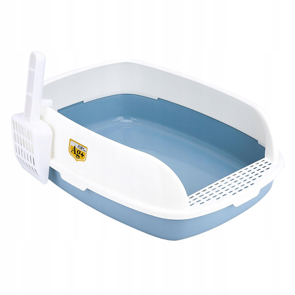 Cat Litter Tray Open Top Litter Box High Sides Litter Pan Potty Toilet Blue