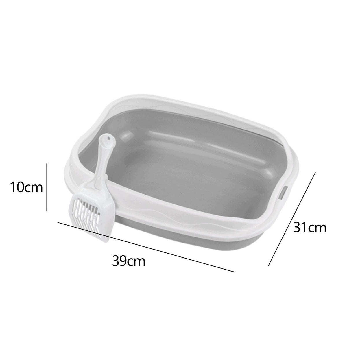 Cat Litter Tray Open Top PP Material Detachable Sand Container Semi gray Packaging status original